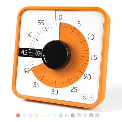 Afbeelding van TWENTY5 SEVEN Countdown Timer 7,5 inch; 60 Minuten 1 Uur Visuele Klaslokaal Onderwijs Tool Kantoor Vergadering, Mechanische Klok voor Kinderen Examen Tijdmanagement Magnetisch, Oranje,