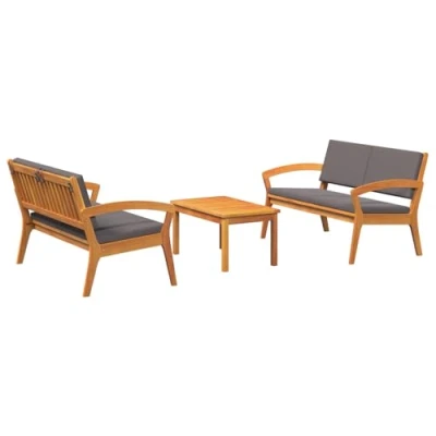 Afbeelding van vidaXL 3 Delige Bistro Set met Kussens Massief Acaciahout