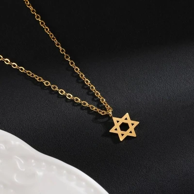 Afbeelding van Ketting met hanger Davidster goudkleur