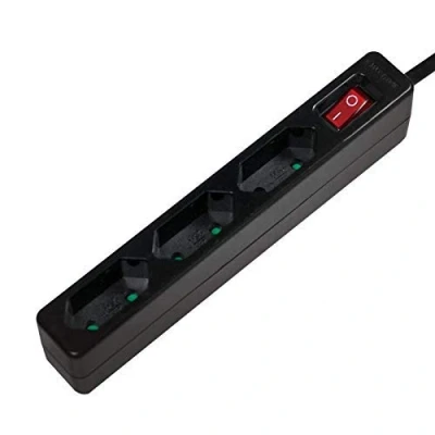 Afbeelding van Faconet® 3 voudige stekkerdoos smal met schakelaar 1,5 meter aansluitkabel zwart