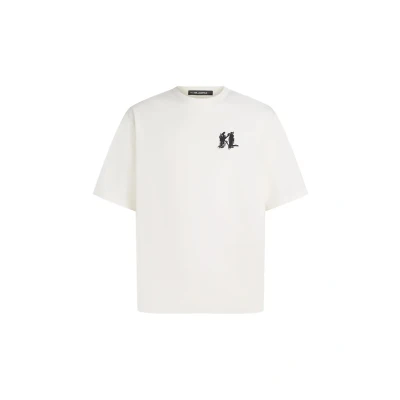 Afbeelding van KARL Lagerfeld Graphic Monogram Tshirt print, Heren, Maat: Large, Cannoli cream
