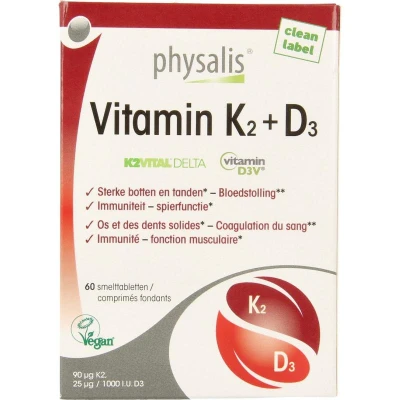 Afbeelding van Physalis Vitamin K2 + D3 Smelttabletten