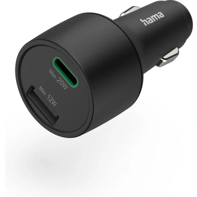 Afbeelding van Hama auto oplader 32W USB C PD, A Qualcomm Beveiliging Snellader Geschikt voor Smartphones, Earbuds, Tablets Zwart