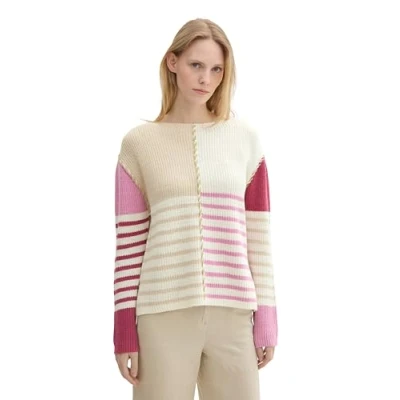 Afbeelding van TOM TAILOR Damestrui, 36340 Patched Stripe Knit, L