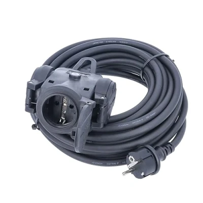 Afbeelding van as Schwabe 3 fach Verteilersteckdose 230 V / 16 A Vollgummi Stromverteiler, mit 10 m schwerer Gummischlauchleitung H07RN F 3G2,5 Mehrfach IP44 Made in Germany I 60446