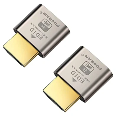 Afbeelding van FUERAN HDMI DDC EDID Dummy Plug Headless Ghost Display Emulator (Fit 1920x1080@60Hz 2Pack)
