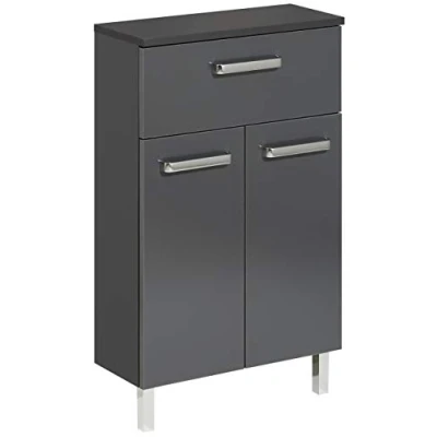 Afbeelding van Pelipal Badkamerkast Quickset 311, in antraciet glans, 50 cm breed, onderkast met 2 deuren, 1 lade en legplank