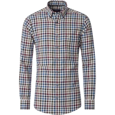 Afbeelding van CASA MODA Sport casual fit overhemd flanel rood geruit Strijkvriendelijk Boordmaat: 41 42