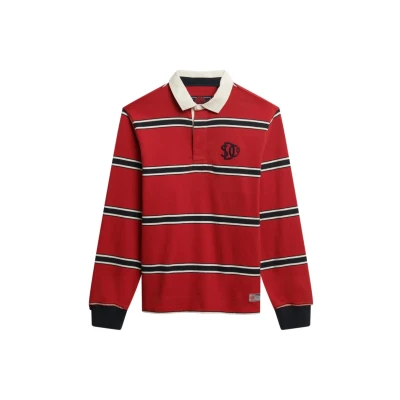 Afbeelding van Gestreept Vintage Athletic Rugbyshirt Red Grootte: M