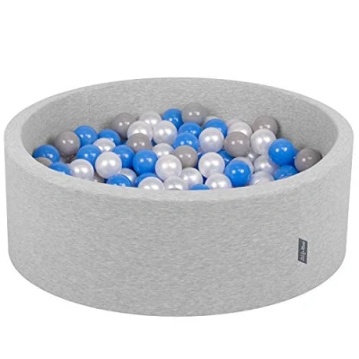 Afbeelding van KiddyMoon Schuim Ballenbak Voor Kinderen Met Ballen Ø 7 Cm Gemaakt In EU, Lichtgrijs:Parel Grijs Blauw,90X30cm/300