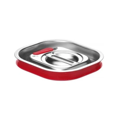 Afbeelding van HENDI gastronorm deksel met siliconen rand, voor bakken, temperatuurbestendig van 40 tot 300C, heteluchtoven en chafing dish bain marie, stapelbaar, GN 1/6, 176x162mm, RVS
