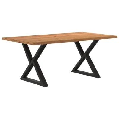 Afbeelding van vidaXL Eettafel met natuurlijke rand 180x100x74cm eikenhout lichtbruin