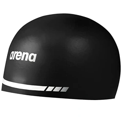 Afbeelding van Arena 3D Soft USA Unisex volwassen siliconen badmuts voor mannen en vrouwen zwembad praktijk race zwemkit, zwart, extra groot