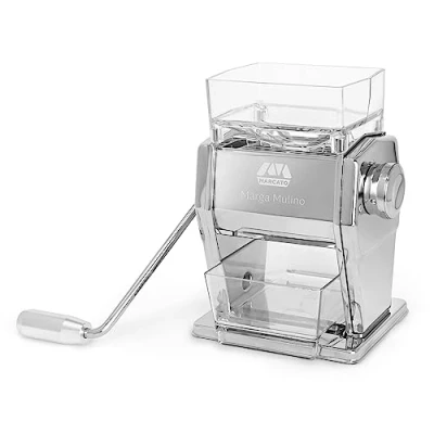 Afbeelding van Marcato graanmolen, zelfgemaakte meelmachine, van staal en aluminium, 6 maalposities, 2 slijpen of meel, gemaakt in Italië, model: Marga molen
