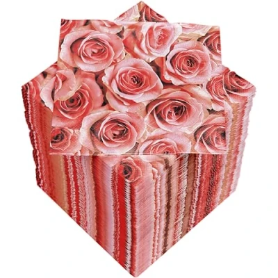 Afbeelding van HEKU Rozen cocktailservetten, 3 laags, 25 x cm, 150 stuks, stijlvol design, ideaal voor feesten, praktisch verpakt