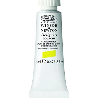 Afbeelding van Winsor &amp; Newton 8840481 Designers Gouache, fijnste kunstschilderverf, dekkend, hoogwaardige pigmenten 14ml Tube, Cadmium Lemon