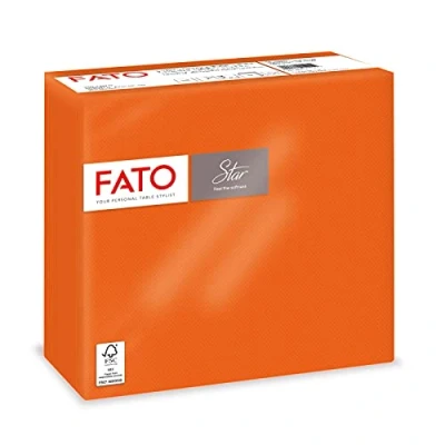 Afbeelding van Fato Papieren servetten, wegwerp, werkplaats en zacht, 40 formaat 38 x cm, 4 laags, kleur oranje, papier 100% pure cellulose, FSC gecertificeerd