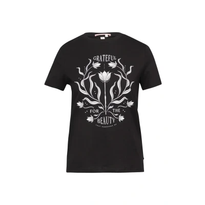 Afbeelding van QS MIT Front Tshirt print, Dames, Maat: XXL, Schwarz