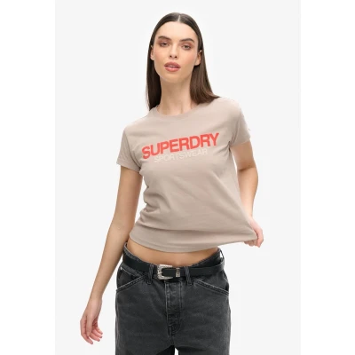 Afbeelding van Superdry Sportswear LOGO Tshirt print, Dames, Maat: 36, Deep beige slub