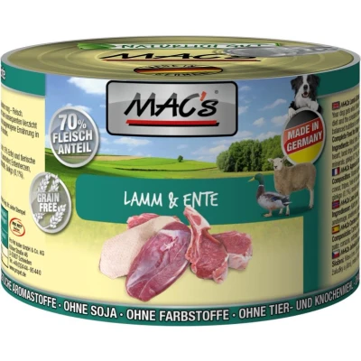 Afbeelding van MAC&#039;s Hondenvoer Natvoer Blik 70% Lam &amp; Eend 6 x 200g