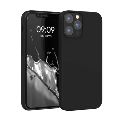 Afbeelding van kwmobile telefoonhoesje geschikt voor Apple iPhone 12 / Pro Hoesje met siliconen coating Smartphone case in mat zwart