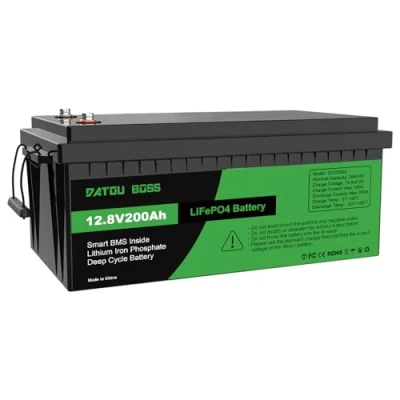 Afbeelding van DATOUBOSS 12V 200Ah Lithiumbatterij, LiFePO4 Lithium accu, Ingebouwde 200A BMS, 4000 15.000 Deep Cycli, 2560Wh, Ondersteunt Serie /Parallelle Verbinding, voor Camper, Zonnestelsel, Camping