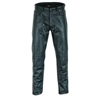 Afbeelding van Nieuwe kwalitatief hoogwaardige zwarte leren motorbroek voor heren jeans model