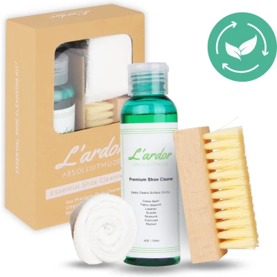 Afbeelding van L’Ardor Sneaker Cleaning Kit Snel &amp; Gemakkelijk Cleaner/Reiniger Schoenborstel Microvezeldoek (wit) 120 ml