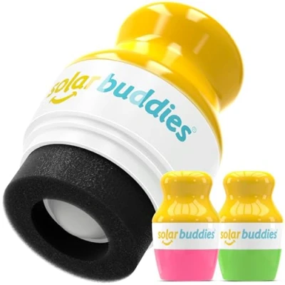 Afbeelding van Solar Buddies Zonnebrandcrème Applicator Roze &amp; Groen Herbruikbare roll on sponsapplicator voor zonnebrandcrème, zonnebrand en lotion kinderen, volwassenen gezinnen Bevat 100 ml
