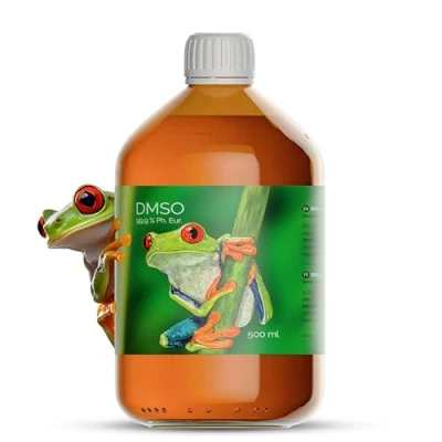 Afbeelding van DMSO 99,9% gegarandeerde zuiverheid in de medische bruine glazen fles met doseerhulp dimethylsulfoxide (500 ml)