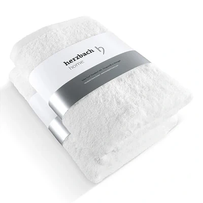 Afbeelding van herzbach home Luxe handdoek Douche Set van 2 Premium kwaliteit 100% katoen 70 x 140 cm (wit)