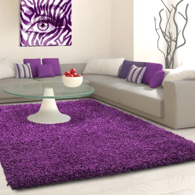 Afbeelding van Basic Shaggy vloerkleed Paars Hoogpolig 300x400 cm
