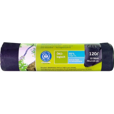 Afbeelding van 1x10 Secolan vuilniszakken 120 l grijs/zwart