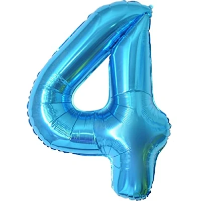 Afbeelding van Verjaardagscijfer ballon 4 jaar blauwe folieballon XXL enorme in 40&quot; 101cm verjaardagsdecoratie cijfer decoratie voor verjaardag .vliegen met helium