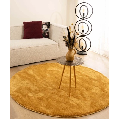 Afbeelding van Velours Vloerkleed Rond Flair Goud 100 Cm