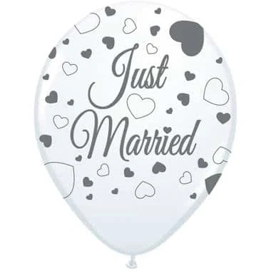 Afbeelding van Ballonnen Just Married Hartjes 30cm 8 stuks