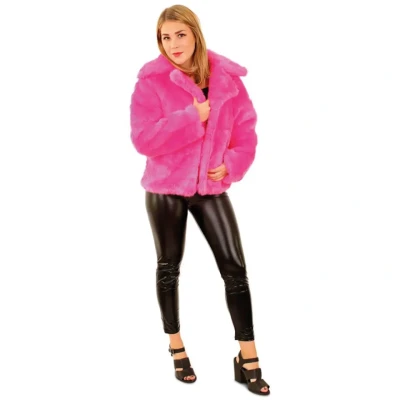 Afbeelding van Partyxplosion Imitatiebontjas dames roze maat 44 46 Carnavalkostuum Verkleedkleding.