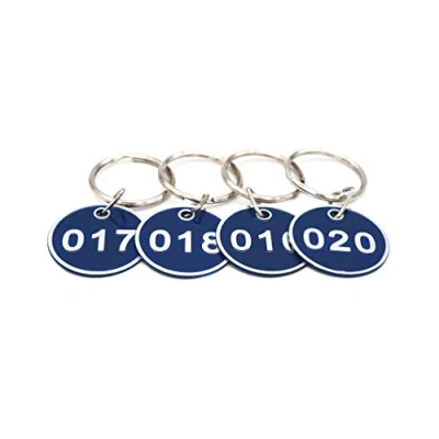 Afbeelding van Sleutelhanger, aluminiumlegering, metaal, genummerd, cijfers 1 50, 50 stuks tot blauw