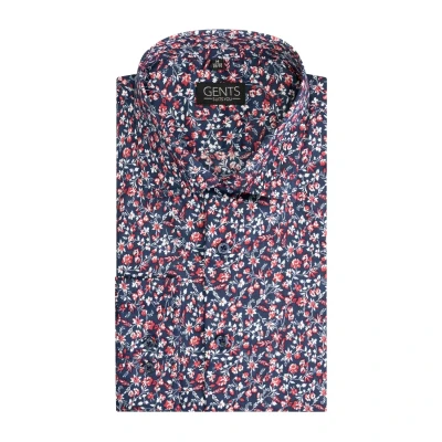 Afbeelding van Gents Bloemprint blauw Maat M