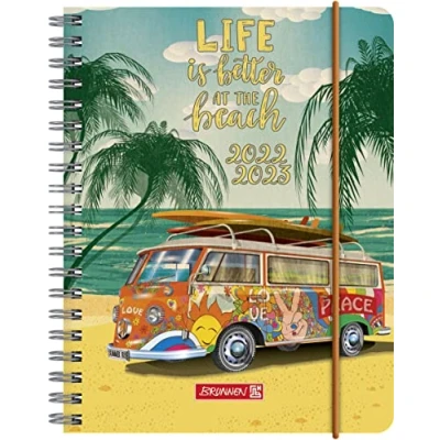 Afbeelding van Brunnen Schoolagenda &quot;Retro&quot; 2022/2023 A6 2 pagina&#039;s = 1 week, 1071855053, motief: Retro