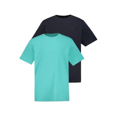 Afbeelding van JP1880 Doppelpack Rundhals Bequeme Passform Tshirt basic, Heren, Maat: 3XL, Navy türkies