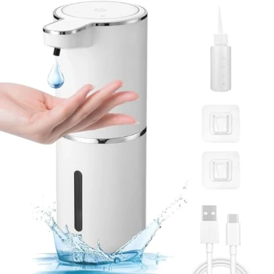 Afbeelding van automatische wandzeepdispenser, 380 ml, zeepdispenser, met USB oplaadbaar, IPX5 waterdicht, contactloze geschikt voor keuken, badkamer