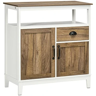 Afbeelding van HOMCOM Dressoir MDF 76,6x35x81,5cm Wit