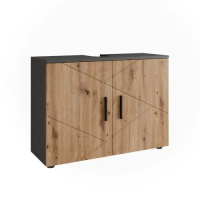 Afbeelding van Vicco IrmaBadmeubel 80 x 59 cm met 2 deuren Antraciet/Artisan