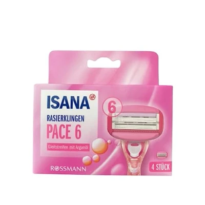 Afbeelding van ISANA Pace 6 Lady scheermesjes, 4 stuks, bladensysteem, glijstrips met avocado olie