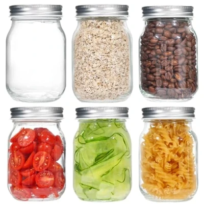Afbeelding van Zanfqvo 6 stuks inmaakpotten, 500 ml, luchtdichte weckpotten met schroefdeksel, jampotten, inmaakpotten voor zelfgemaakte jam, inmaken, bewaren, fermenteren van levensmiddelen