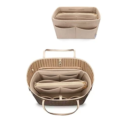 Afbeelding van LEXSION Vilten portemonnee tas organizer inzetstuk met rits Tote Shaper Fit Speedy Neverful PM MM, 1 Beige, XL
