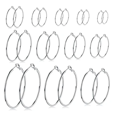 Afbeelding van LEEQ 12 paar creolen piercing oorbellen Roestvrij staal oorringen set voor vrouwen meisjes, maten, 20 75 mm, 24 Stück (1er Pack),