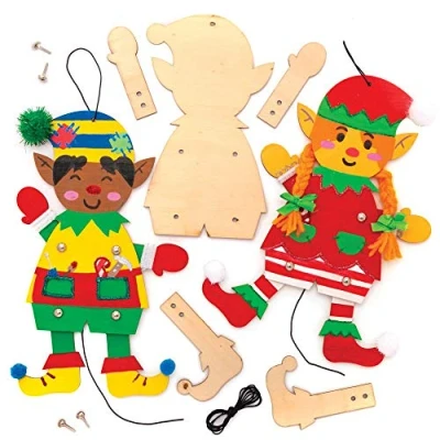 Afbeelding van Baker Ross AT115 houten poppen knutselset elf (4 stuks) hout knutselen voor kinderen