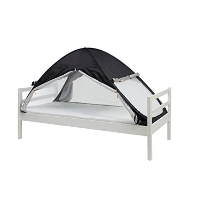 Afbeelding van Deryan Bedtent pop up klamboe tweepersoonsbed muggentent insectenbescherming bed opvouwbaar en lichtgewicht 200 x 90 110 cm muggennet &amp; reizen met draagtas zwart